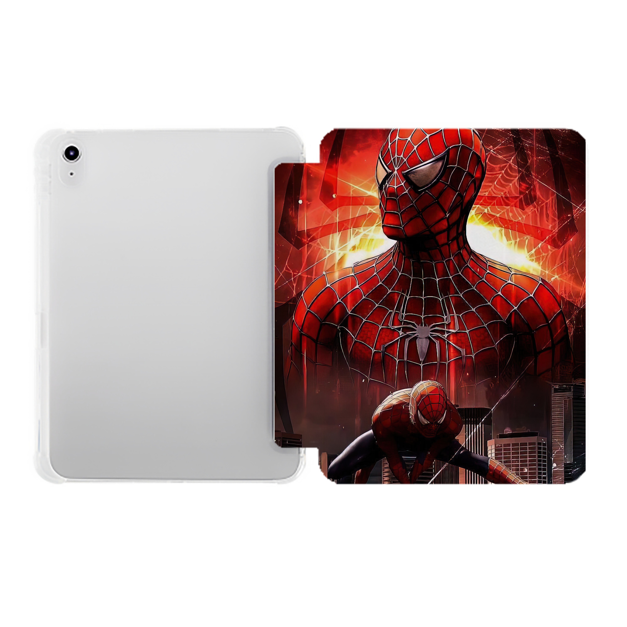 （画像用） Spider Man スパイダーマン IPad ケース ペン収納付き 三つ折りスタンド PUレザー×シリコン 対応機種9.5/10.5/10.9インチ